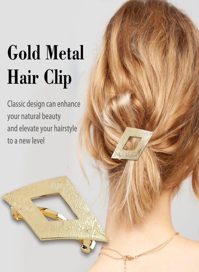 Dizila 8 Pieces Simple Rectangular Oval Star Gold Metal French Hair Barrettes Automatic Spring Snap Hair Clips Clamps Grips Accessories for Women Girls - Image 5
